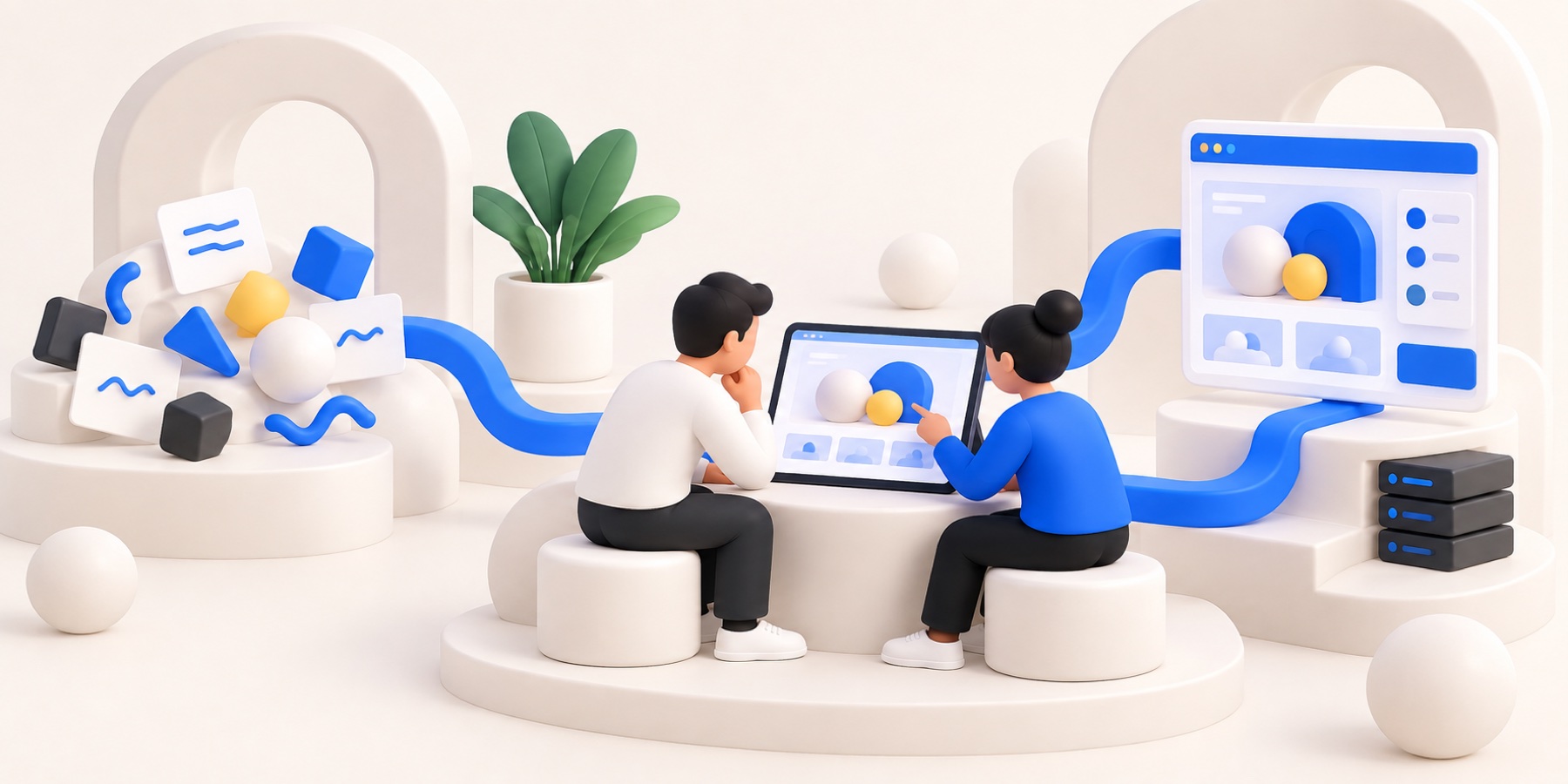 お客様と制作チームが対話し、課題を価値へ変えていく共創のイメージ